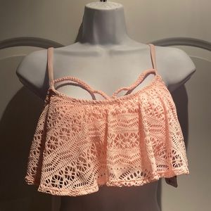 Pale Pink Crochet Bikini Swimsuit Top Separates Sz Large New 4/25